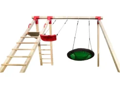 Weka Gartenspielgeräte|Tabaluga Doppelschaukel mit Podest, Schaukelnest und Schaukelbrett