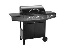 Basic 4+1 Gasgrill BBQ Grillwagen 4 Edelstahl Brenner Seitenkocher TÜV Grill*TAINO Best