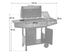 TAINO Gasgrills|Basic 4+1 Gasgrill Set Haube Regler BBQ Grillwagen 4 Edelstahl Brenner Seitenkocher TÜV Grill