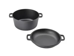 TAINO Grillzubehör|Smoker|Double Dutch Oven 6L Gusseisen Deckel Allzweck-Kochtopf Schmortopf Dopf