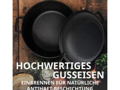 TAINO Grillzubehör|Smoker|Double Dutch Oven 6L Gusseisen Deckel Allzweck-Kochtopf Schmortopf Dopf