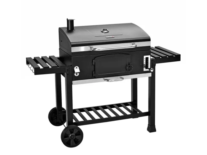 Hero XXL Smoker Set Mit Haube BBQ Grillwagen Holzkohlegrill Grill Räucherofen Schwarz*TAINO Sale