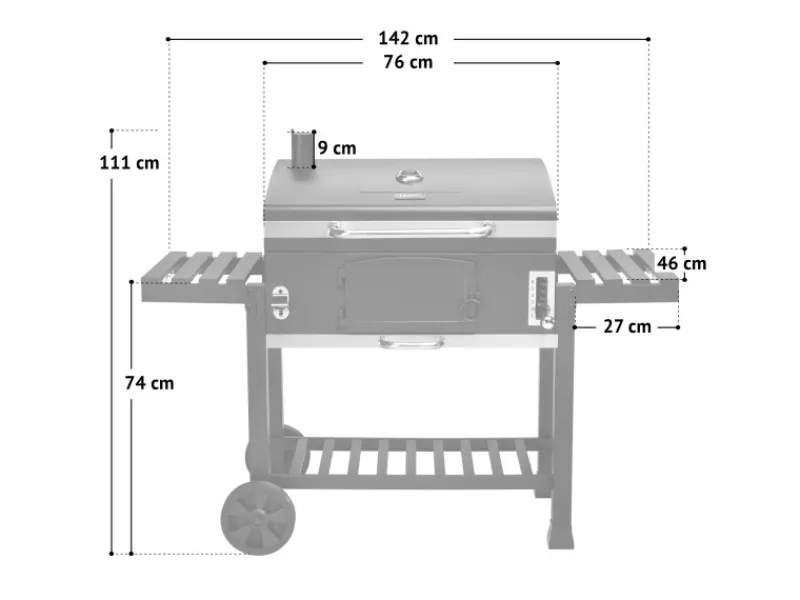 Hero XXL Smoker Set Mit Haube BBQ Grillwagen Holzkohlegrill Grill Räucherofen Schwarz*TAINO Sale