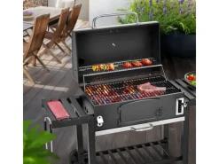 Hero XXL Smoker Set Mit Haube BBQ Grillwagen Holzkohlegrill Grill Räucherofen Schwarz*TAINO Sale