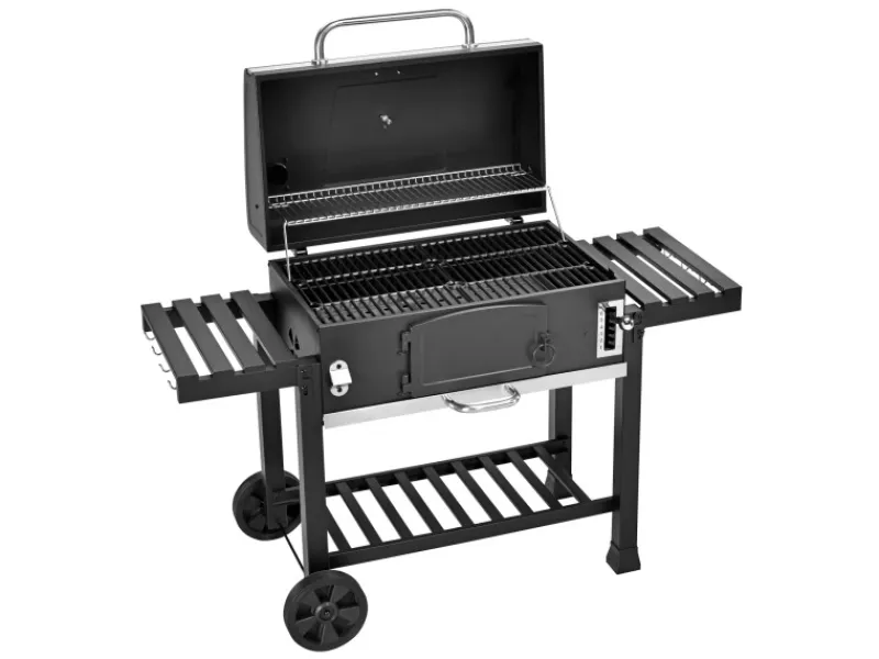 Hero XXL Smoker Set Mit Haube BBQ Grillwagen Holzkohlegrill Grill Räucherofen Schwarz*TAINO Sale