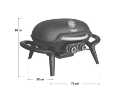 Kenai Set Gasgrill Abdeckhaube Gasdruckminderer Klein Tischgrill Outdoorküche Aluguss Schwarz*TAINO Discount