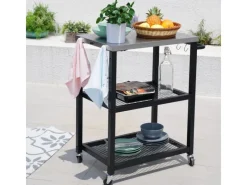 TAINO Tischgrills|Grillzubehör|Netis Grillwagen Grilltisch Rollwagen Grillständer Klein Mit Rollen Outdoor Balkon Garten Terrasse Schwarz
