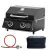 TAINO Tischgrills|Gasgrills|Platinum Compact Dark Set Haube Regler Tischgrill 2 Brenner Gasgrill Kompakt Camping BBQ