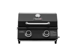TAINO Tischgrills|Gasgrills|Platinum Compact Dark Set Haube Regler Tischgrill 2 Brenner Gasgrill Kompakt Camping BBQ