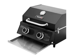 TAINO Tischgrills|Gasgrills|Platinum Compact Dark Set Haube Regler Tischgrill 2 Brenner Gasgrill Kompakt Camping BBQ