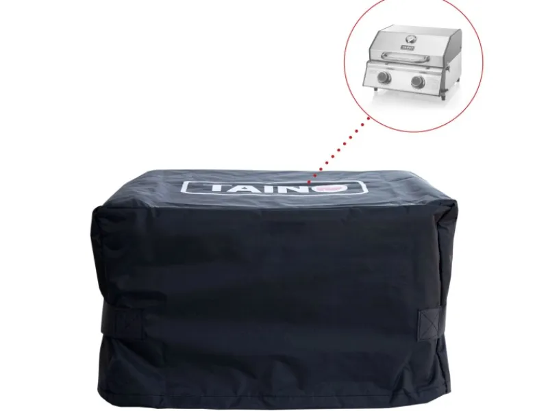TAINO Tischgrills|Gasgrills|Platinum Compact Set Tischgrill Abdeckhaube Gasdruckminderer 2 Brenner Gasgrill Edelstahl