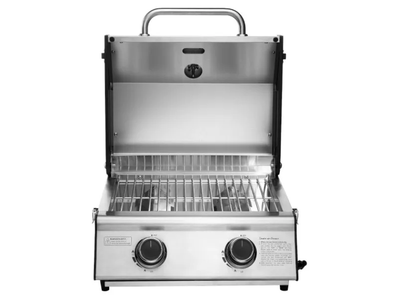 TAINO Tischgrills|Gasgrills|Platinum Compact Tischgrill 2 Brenner Gasgrill Edelstahl Kompakt Camping BBQ