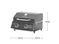 TAINO Tischgrills|Gasgrills|Platinum Compact Tischgrill 2 Brenner Gasgrill Edelstahl Kompakt Camping BBQ