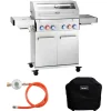 TAINO Gasgrills|Platinum Yamara 4+2 Gasgrill Set mit Haube Edelstahl 4 Brenner Sear-Burner Backburner