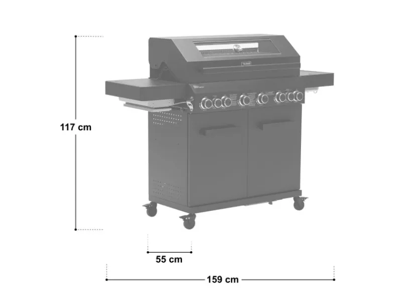 TAINO Gasgrills|Platinum Yamara Dark 6+2 Gasgrill Stahl 6 Brenner Sear-Burner Backburner
