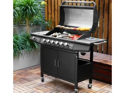 TAINO Gasgrills|Red 6+1 Gasgrill Grillwagen BBQ Edelstahl-Brenner Gas-Grill Schwarz
