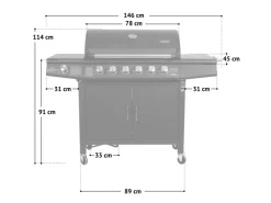 Red 6+1 Gasgrill Set mit Drehspieß Grillwagen BBQ Edelstahl-Brenner Gas-Grill Schwarz*TAINO Outlet