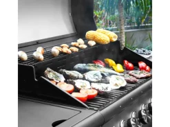 Red 6+1 Gasgrill Set mit Drehspieß Grillwagen BBQ Edelstahl-Brenner Gas-Grill Schwarz*TAINO Outlet