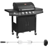TAINO Gasgrills|Red 4+1 Gasgrill Set Mit Drehspieß Grillwagen BBQ Edelstahl-Brenner Gas-Grill Schwarz