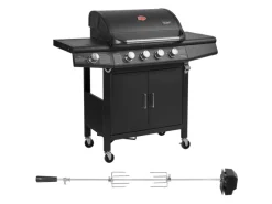 TAINO Gasgrills|Red 4+1 Gasgrill Set Mit Drehspieß Grillwagen BBQ Edelstahl-Brenner Gas-Grill Schwarz