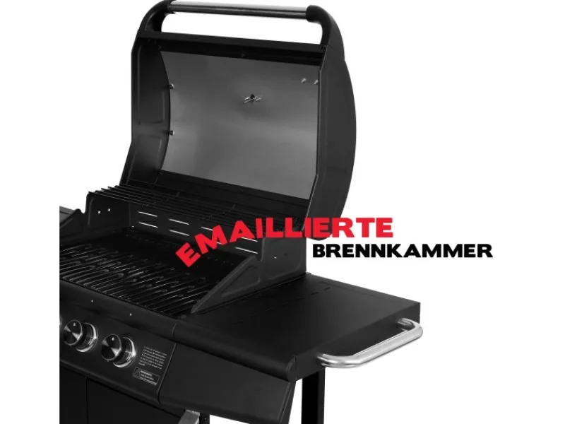 TAINO Gasgrills|Red 4+1 Gasgrill Set Mit Drehspieß Grillwagen BBQ Edelstahl-Brenner Gas-Grill Schwarz