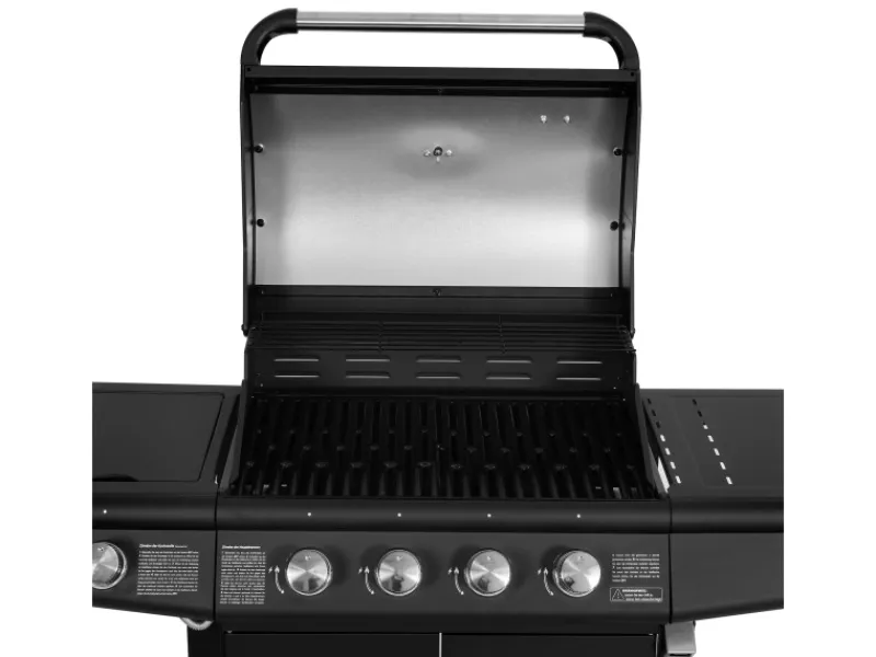TAINO Gasgrills|Red 4+1 Gasgrill Set Mit Haube und Regler Grillwagen BBQ Edelstahl-Brenner Gas-Grill Schwarz