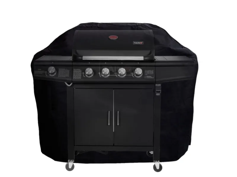 TAINO Gasgrills|Red 4+1 Gasgrill Set Mit Haube und Regler Grillwagen BBQ Edelstahl-Brenner Gas-Grill Schwarz