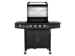 TAINO Gasgrills|Red 4+1 Gasgrill Set Mit Haube und Regler Grillwagen BBQ Edelstahl-Brenner Gas-Grill Schwarz