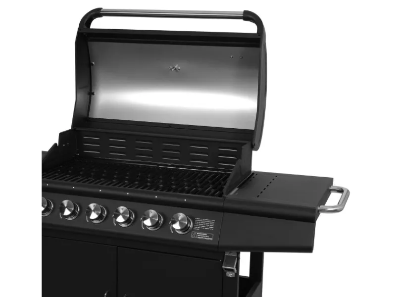 TAINO Gasgrills|Red 6+1 Gasgrill Set mit Haube und Regler Grillwagen BBQ Edelstahl-Brenner Gas-Grill Schwarz