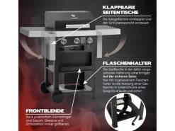 Wabaya 3+0 Gasgrill Grillwagen 3 Brenner Sear-Burner Schwarz Matt*TAINO Discount
