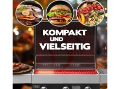 Wabaya 3+0 Gasgrill Grillwagen 3 Brenner Sear-Burner Schwarz Matt*TAINO Discount