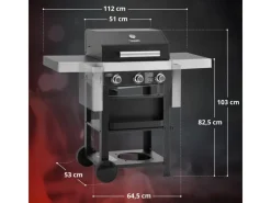 Wabaya 3+0 Gasgrill Grillwagen 3 Brenner Sear-Burner Schwarz Matt*TAINO Discount