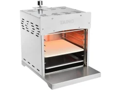 TAINO Gasgrills|Xxl Hochleistungsgrill Gas bis 800°C Mit Pizzastein Edelstahl Silber