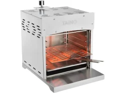 TAINO Gasgrills|Xxl Hochleistungsgrill Gas bis 800°C Mit Pizzastein Edelstahl Silber