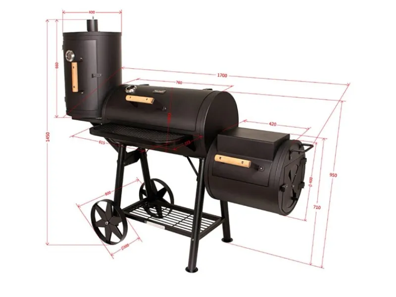 TAINO Smoker|Yuma Pro Smoker 110 kg Massiver Grillwagen Holzkohle BBQ 3,5mm Stahl Ofen
