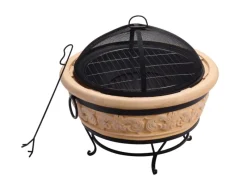 Teamson Home 69 cm Garten Faux Beton Runde Holzfeuerschale Schwarz*