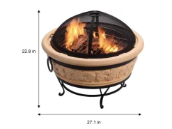 Teamson Home 69 cm Garten Faux Beton Runde Holzfeuerschale Schwarz*