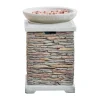 Teamson Home 50 cm Garten Faux Stein Propan Gas Feuerstelle Grau* Hot
