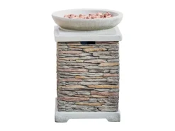 Teamson Home 50 cm Garten Faux Stein Propan Gas Feuerstelle Grau* Hot
