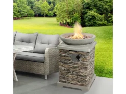 Teamson Home 50 cm Garten Faux Stein Propan Gas Feuerstelle Grau* Hot