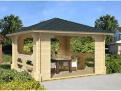 Tene Kaubandus Gartenpavillon Ibiza Spitzdach 440 cm x 440 cm Hellbraun* Sale