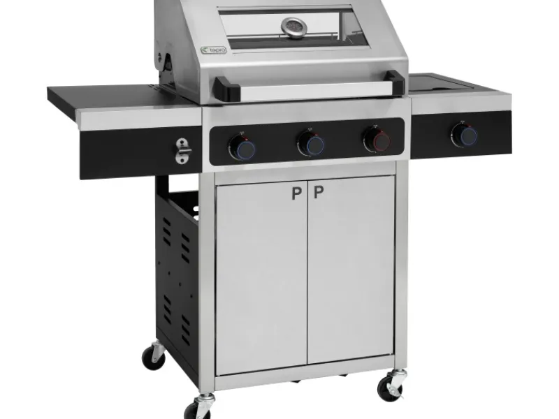 Tepro Gasgrills|Gasgrill Keansburg 3 mit Seitenbrenner Schwarz-Edelstahl