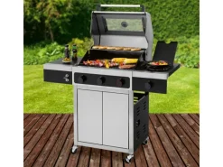 Tepro Gasgrills|Gasgrill Keansburg 3 mit Seitenbrenner Schwarz-Edelstahl