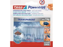 Powerstrips 2 Deko Haken Transparent mit 4 x Powerstrips Large*Tesa