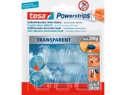Tesa Rechen|Powerstrips Deco-Haken Transparent 5 Stück mit 8 x Powerstrips