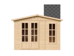 Timbela Gartenlauben|Gartenhaus Holz M334FB+H334FBBLACK 6,03 m² Dachziegel mit Boden