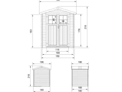 Timbela Gartenlauben|Holz-Gartenhaus M320F+M320G mit Boden Beige Braun 2,82 m² FSC®