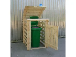 Timbela Mülltonnenboxen|Mülltonnenbox Holz M606-1 für 1 Behälter