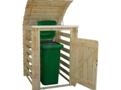 Timbela Mülltonnenboxen|Mülltonnenbox Holz M606-1 für 1 Behälter