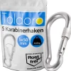 5 Stück Edelstahl Karabiner mit Schraubverschluss 50mm Rostfrei NIRO V4A  Karabinerhaken*Toldoro Discount